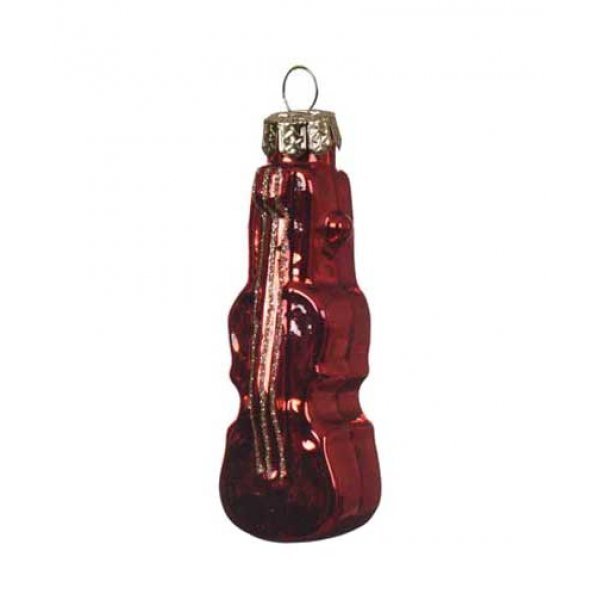 Χριστουγεννιάτικο Κρεμαστό Γυάλινο Βιολοντσέλο, Κόκκινο (8cm)